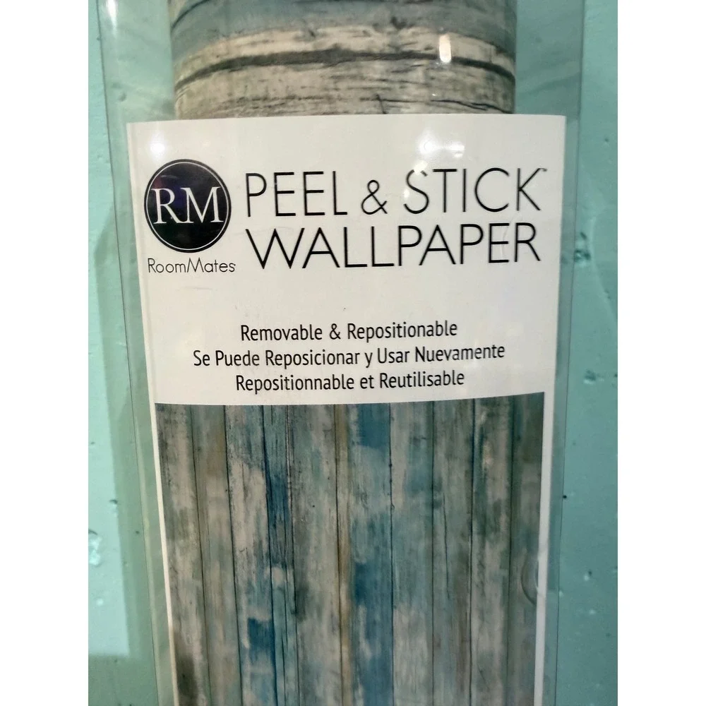 RoomMates Blue Weathered Wood Peel and Stick Wallpaper RMK9052WP 20.5in x 16.5ft